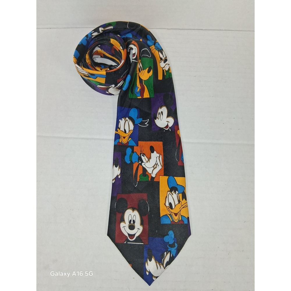 Vintage Disney Necktie Mickey Mouse Donald Duck Goofy Pluto Colorful